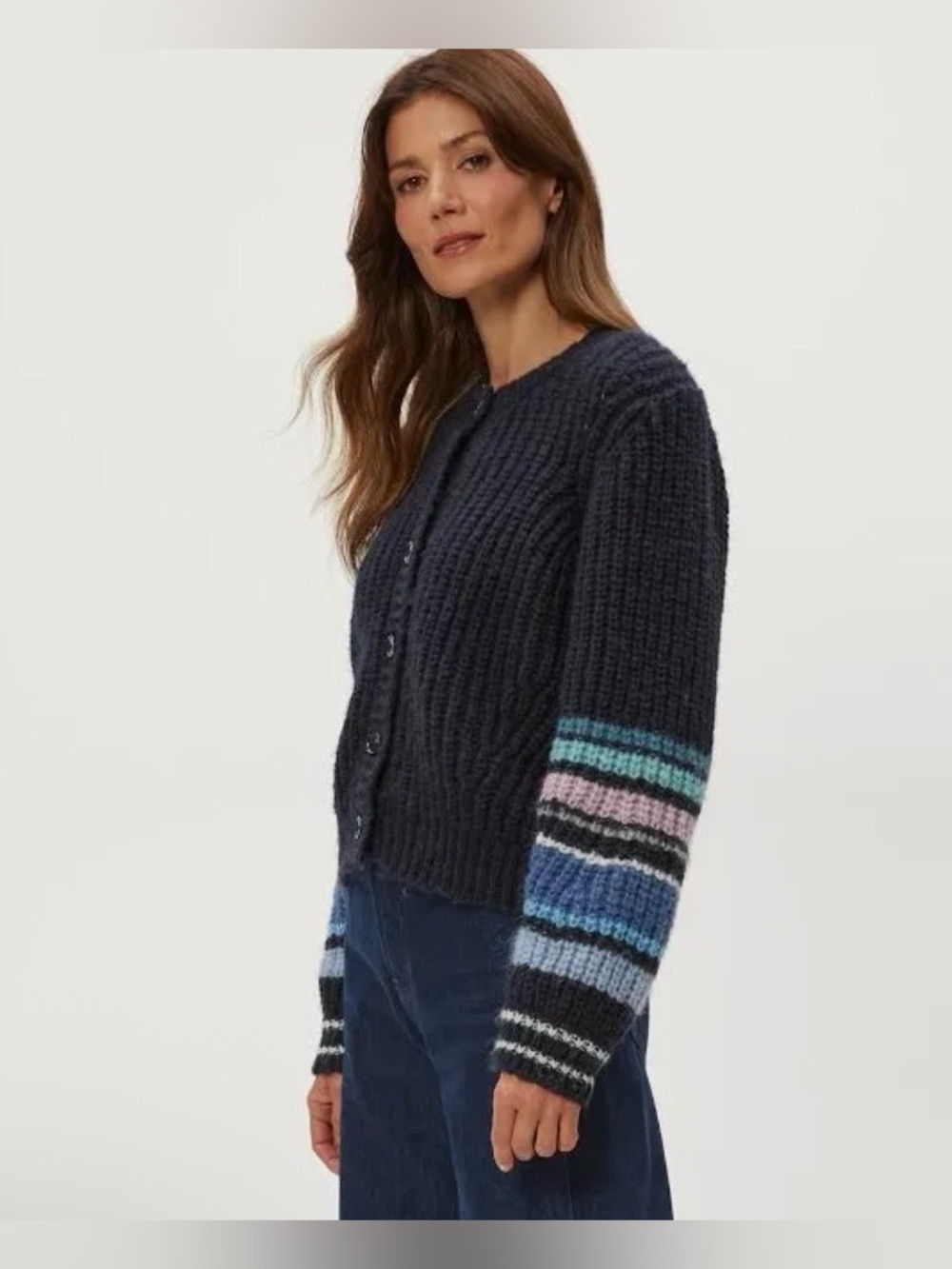 Michael Stars Lumi Striped Crew Cardigan - Picture 5 of 8